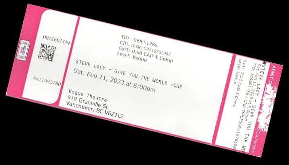 A Steve Lacy concert ticket